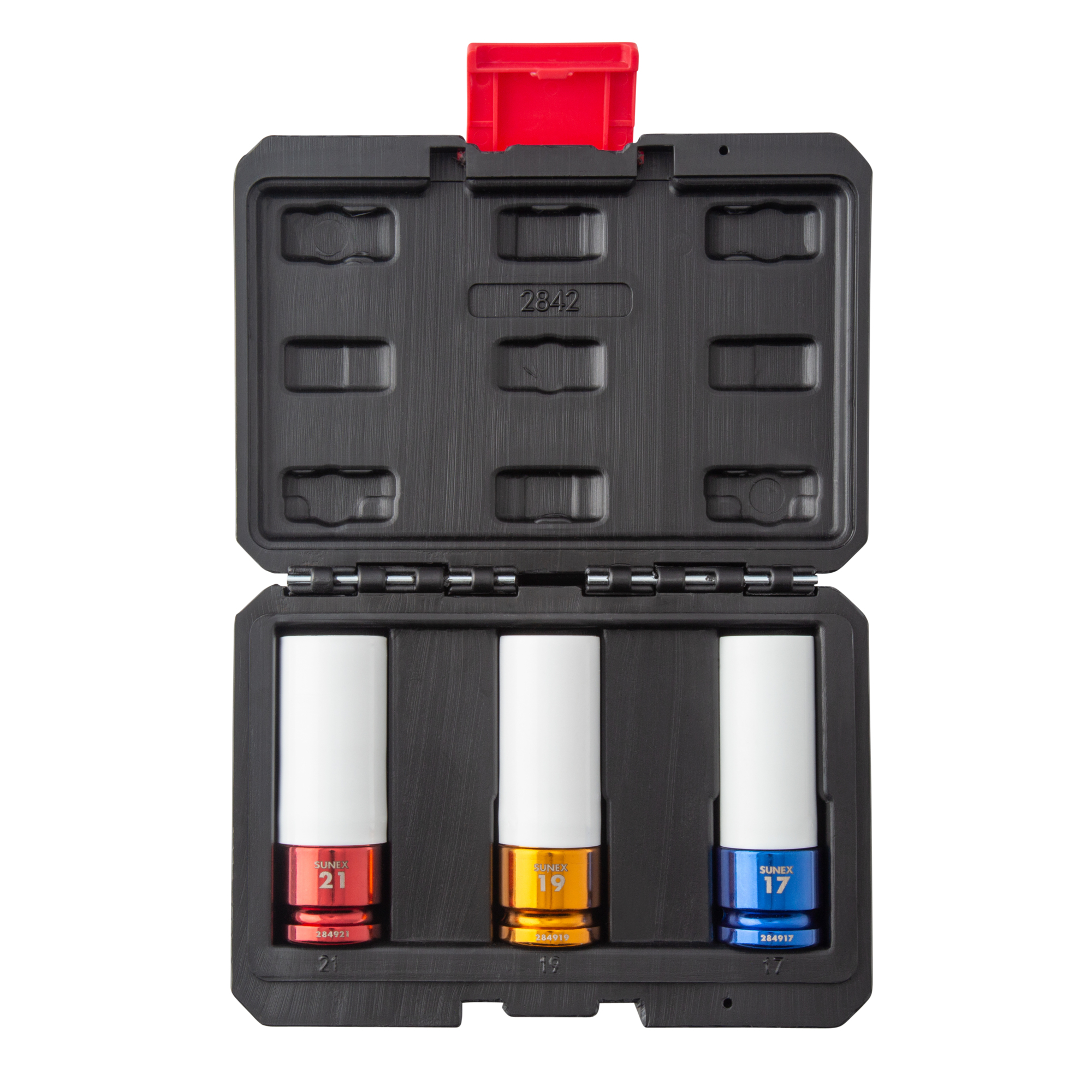 Sunex Tools Wheel Protect Thin Impact Socket Set — 1/2in. Drive, 6 Pt., 3 Pcs, Color-Coded, Model# 2842